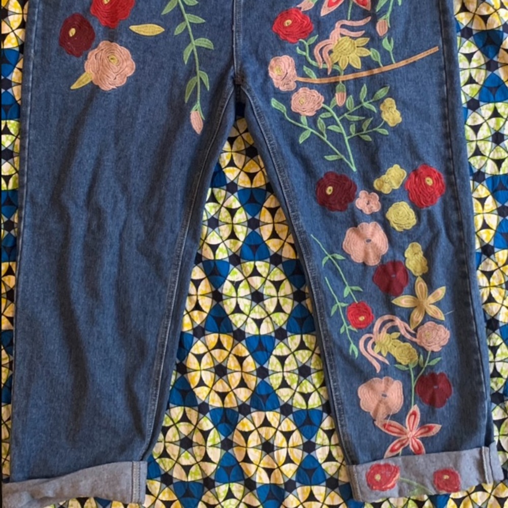 Alice & You Straight Leg Jeans Embroidered • Size UK 20 - Picture 4 of 5